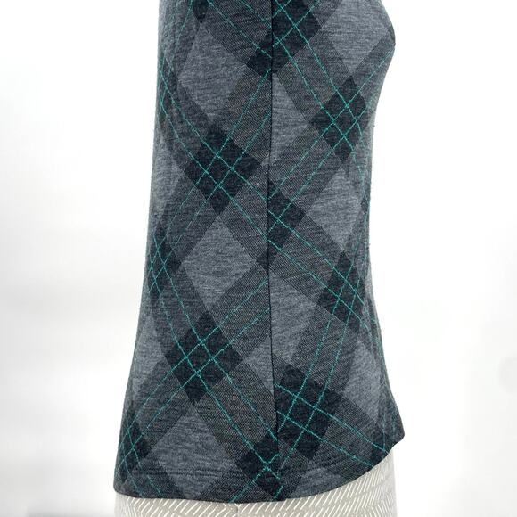 Ibex Merino Wool Zip Up Cardigan Light Sweater Top Grey Plaid Argyle Size S FLAW - Picture 3 of 11